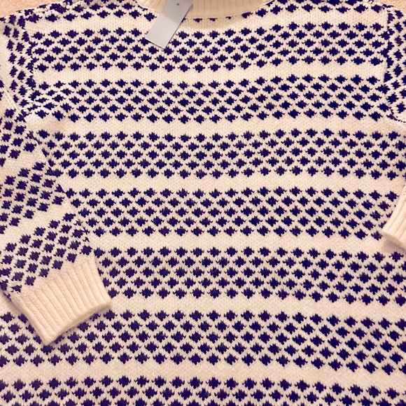 NWT ANN TAYLOR BLACK WHITE TUNIC SWEATER HIGH NECK MEDIUM PETITE HIGH QUALITY! - Picture 2 of 4